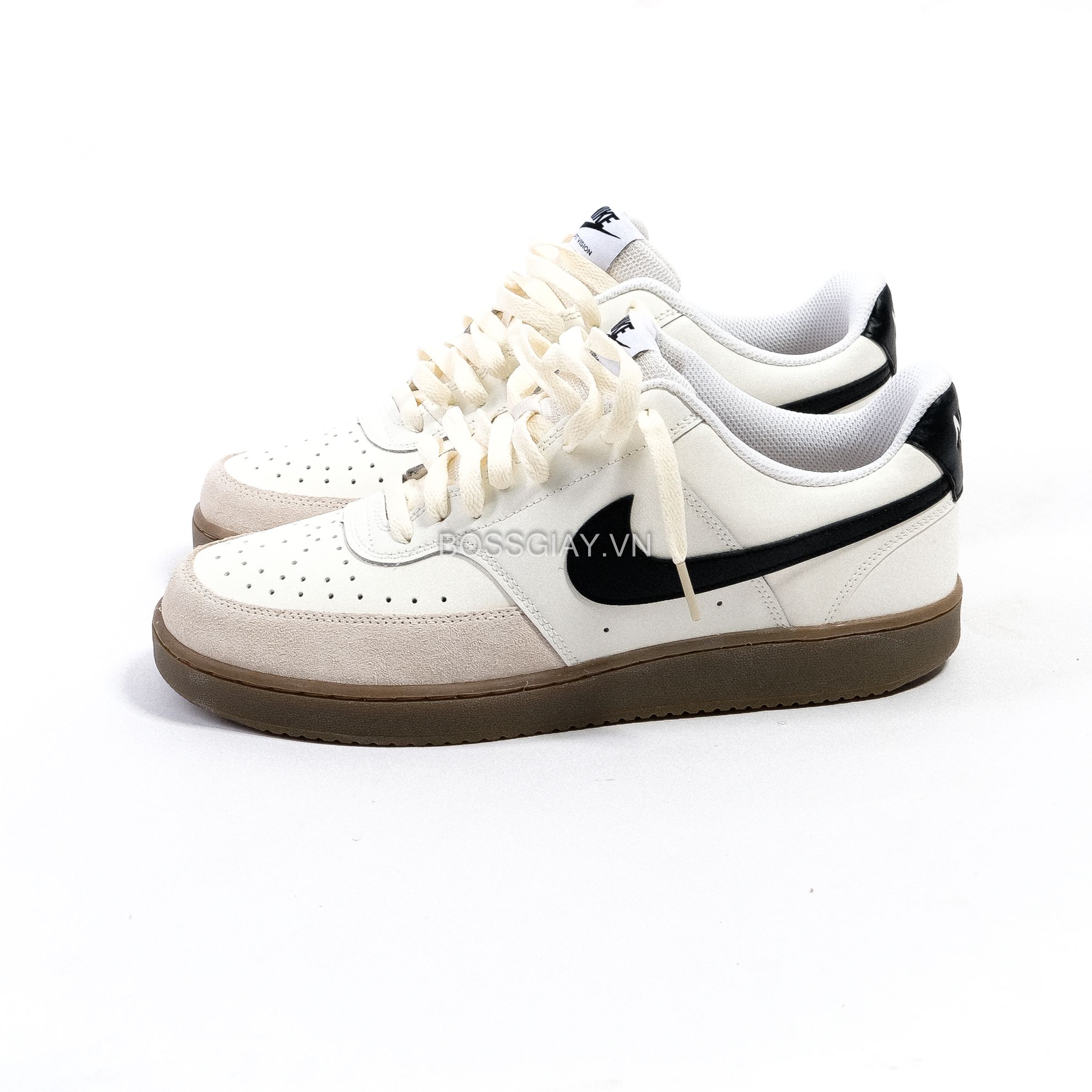  Nike Court Vision Low Shoes Sail Light Brown White Black  FQ8075-133 