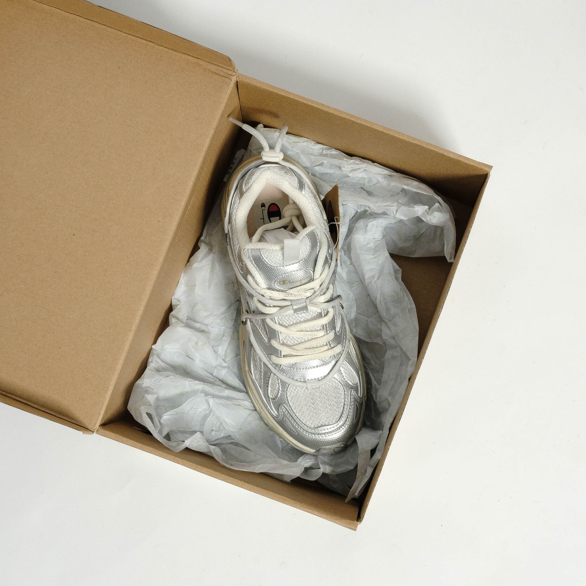  Giày Champion Chunky Sneakers Unisex Low-Top Silver/Milk White U5AFCRU15P8 
