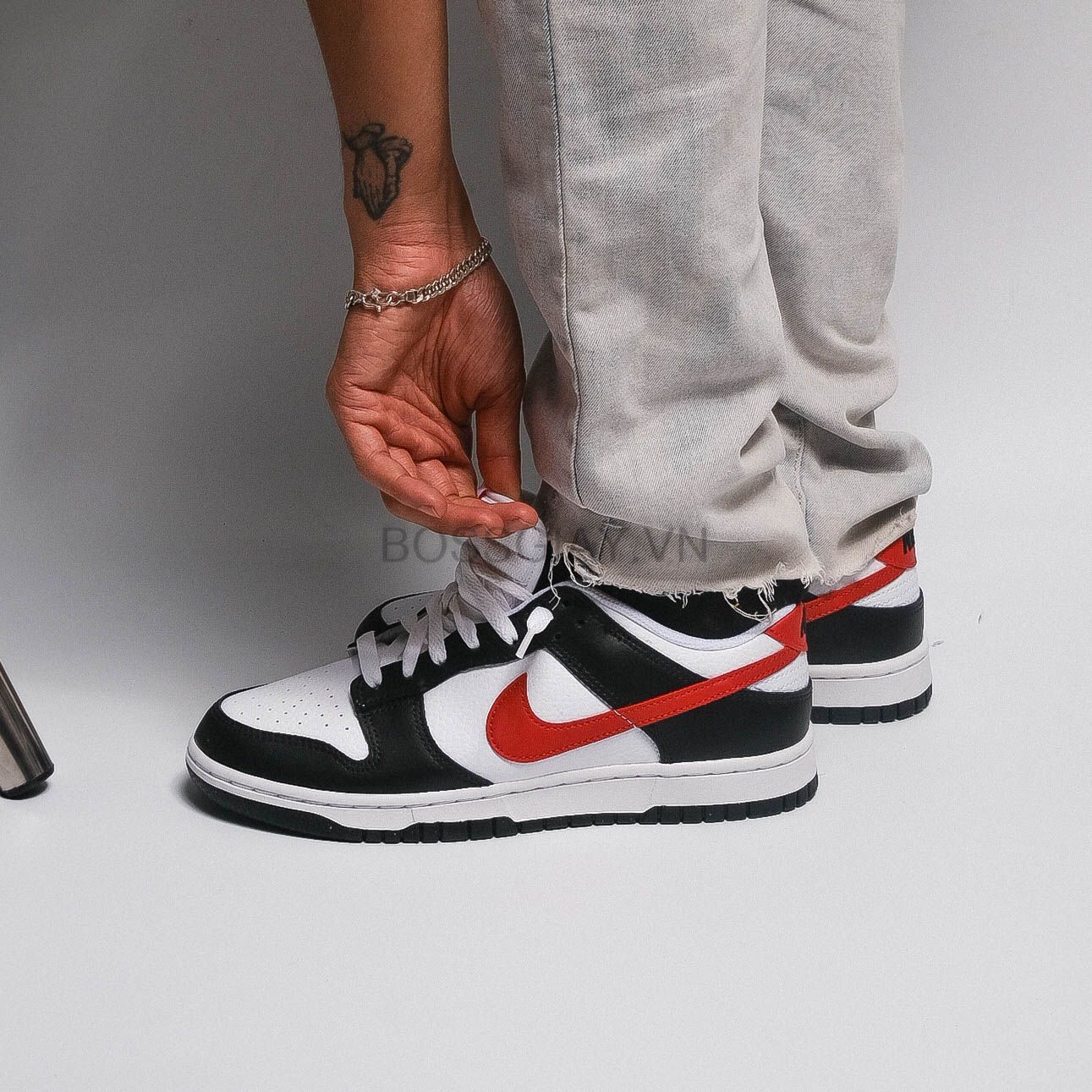  [ FB3354-001 ] Nike Dunk Low Black White Red 