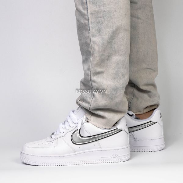  [ DD1523-100 ] Nike Air Force 1 07 Essential White Metallic Silver 