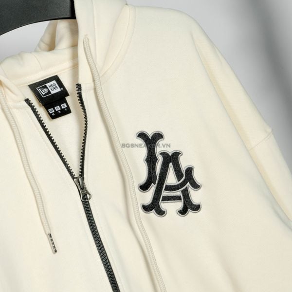 Áo Khoác Hoodie Zip New Era LA Logo Thêu Cream 14385518 