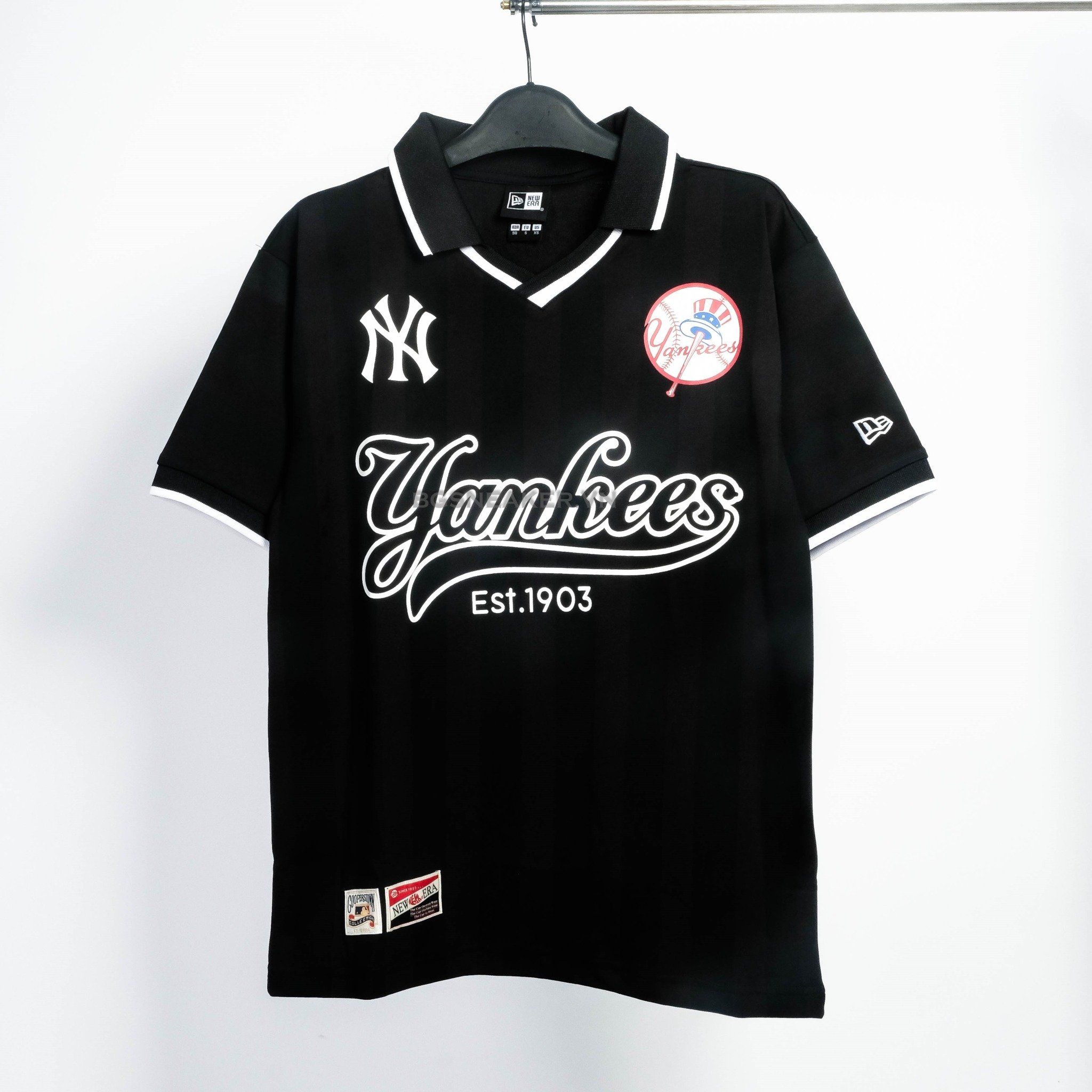  Áo Thun Jersey Polo New Era Yankees Black White  18273829 