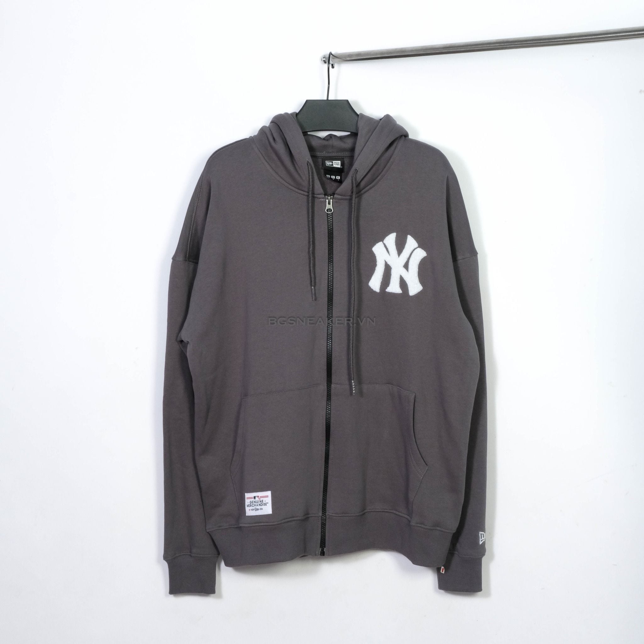  Áo Khoác New Era Hoodie Full Zip NY Yankees Grey White 14397968 