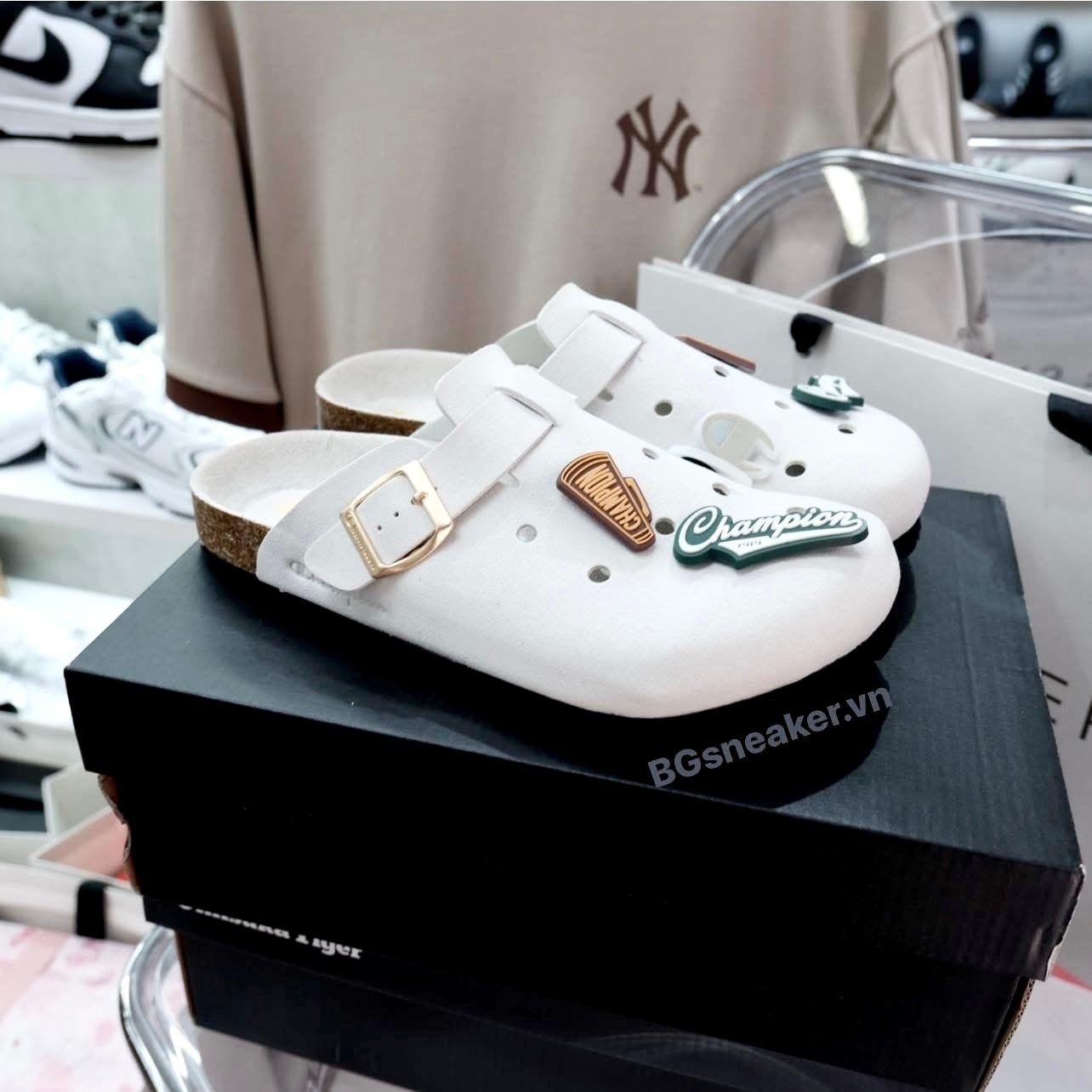  Dép Champion Sandal Birken White Grey U5AFASU19F1 