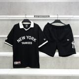  Áo Thun Jersey Polo New Era NY Black White 17242980 