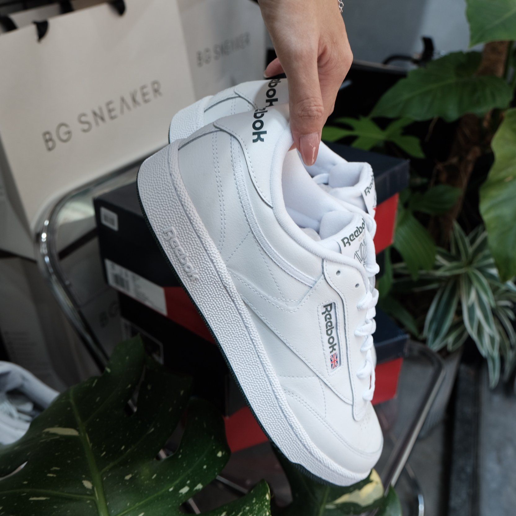  GIÀY Reebok Club C 85 - Cloud White / Chalk Green 100039280 
