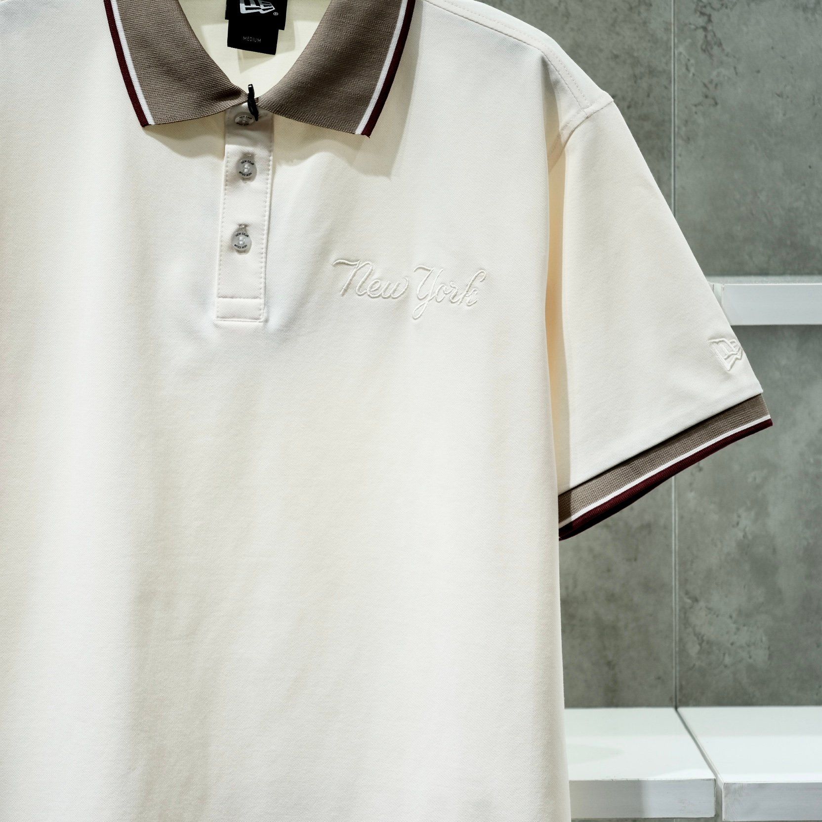  Áo Polo New Era New York Yankees Begie Cream red 17788545 