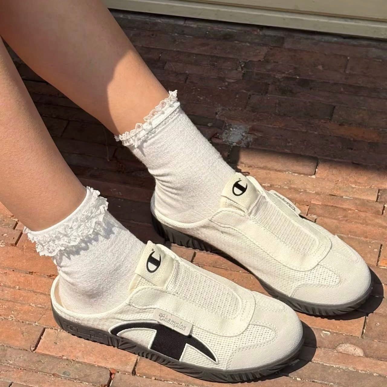  GIÀY Champion Champ T-Trainer Mule White Black  U5BFASW01U3 