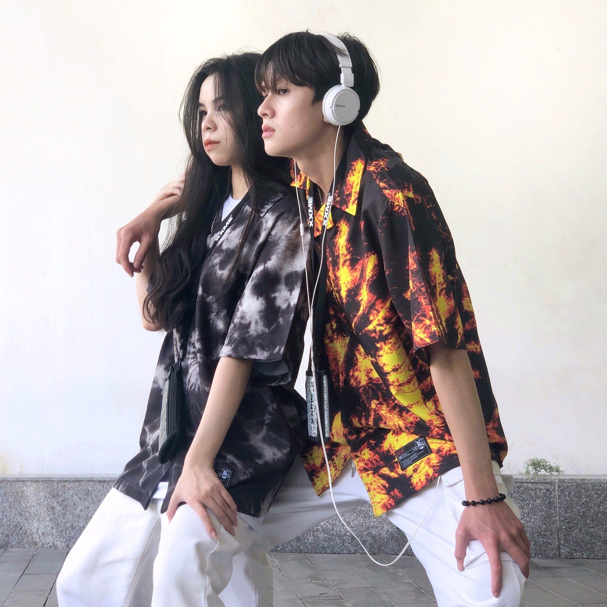  Áo Sơ Mi Black - Tie dye Shirt - Phản quang cầu vồng 