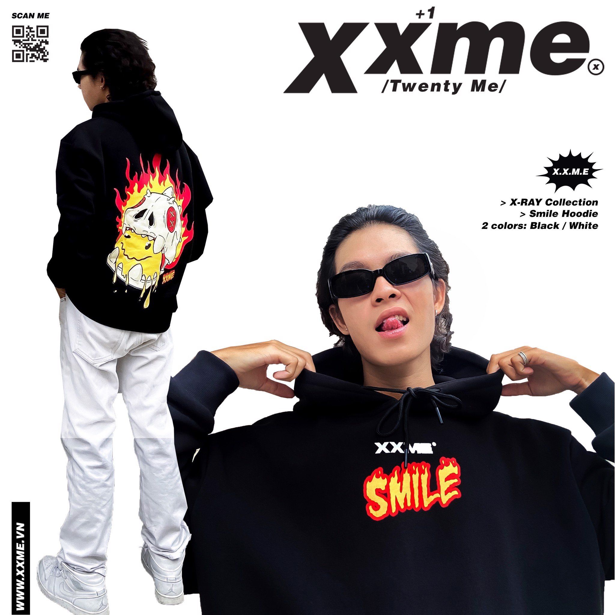  Áo Khoác X-RAY RAWR Smile Hoodie - Black 