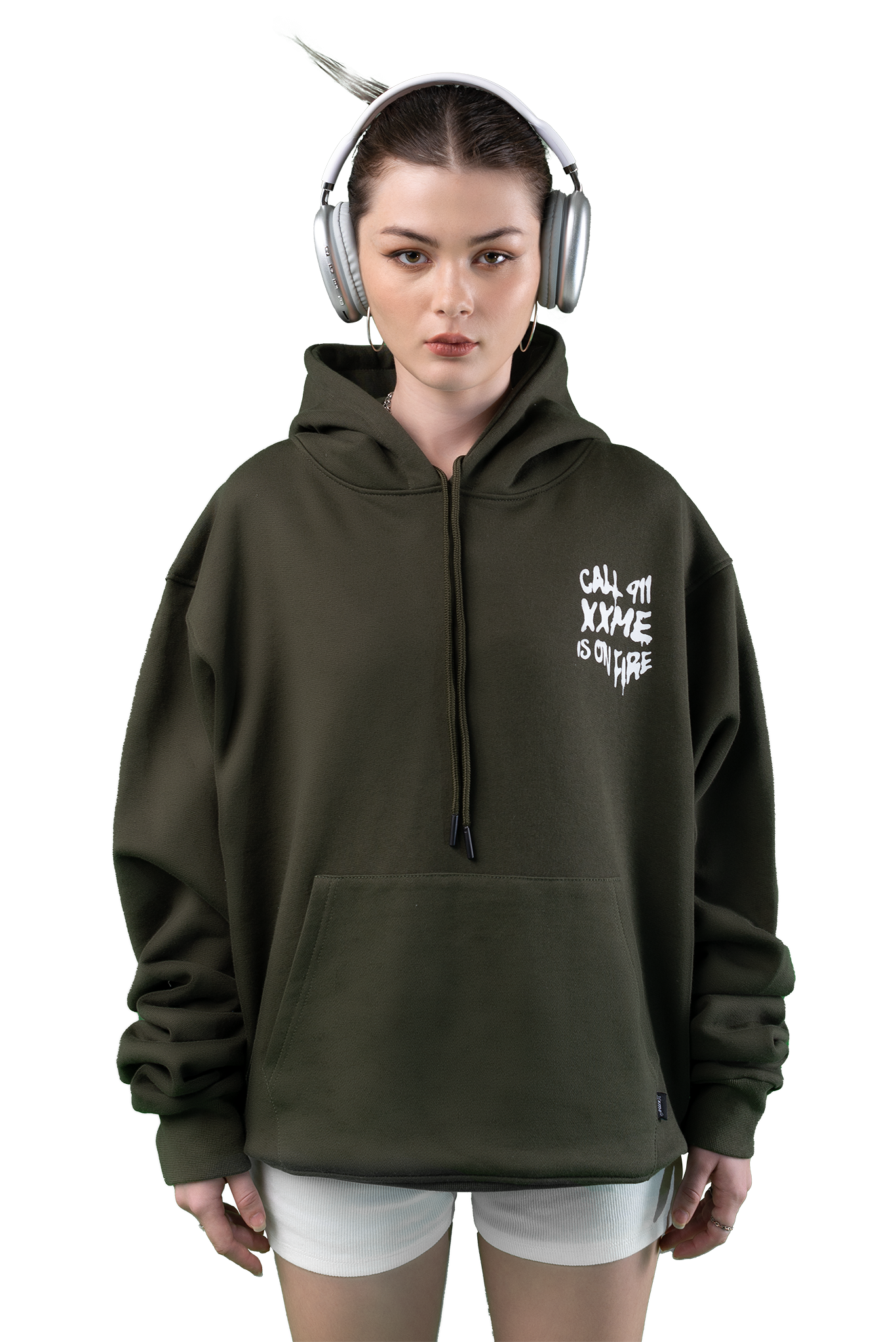  Áo Hoodie XXME On Fire - Olive 