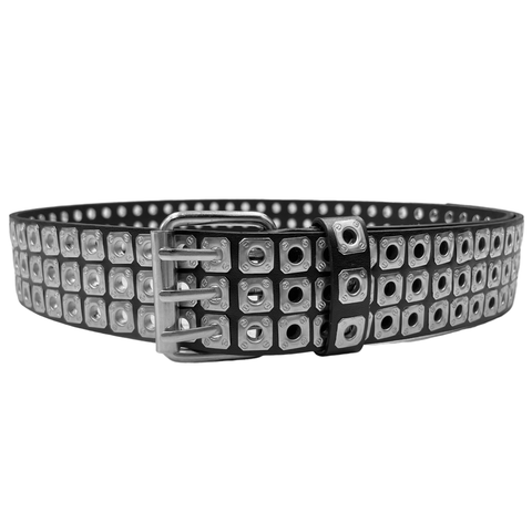  3 Row Punk Belt XXME - Black/ Silver 
