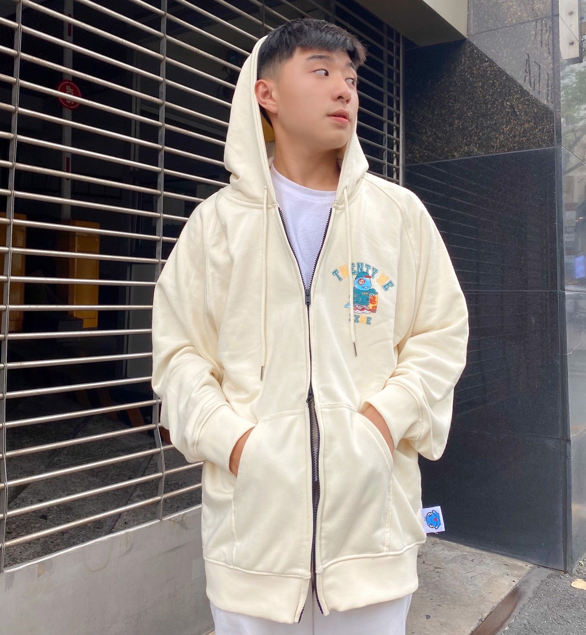  Áo Hoodie Academy Zip Up - Beige 