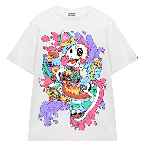  Áo Thun X-RAY RAWR Skeleton Tee - White 