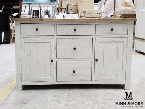  TỦ SIDEBOARD TRANG TRÍ GỖ THÔNG TRẮNG XÁM KOALA 