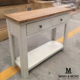  BÀN TRANG TRÍ CONSOLE GỖ THÔNG TRẮNG GLAZE XÁM KOALA 