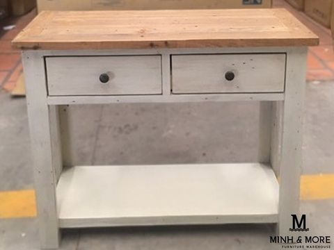  BÀN TRANG TRÍ CONSOLE GỖ THÔNG TRẮNG GLAZE XÁM KOALA 