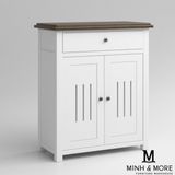  TỦ GIÀY GỖ THÔNG TRẮNG KEM HANDLE 