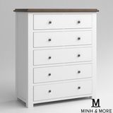  TỦ HỘC GỖ THÔNG MÀU TRẮNG KEM HANDLE 