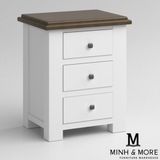  TỦ ĐẦU GIƯỜNG GỖ THÔNG MÀU TRẮNG KEM HANDLE 