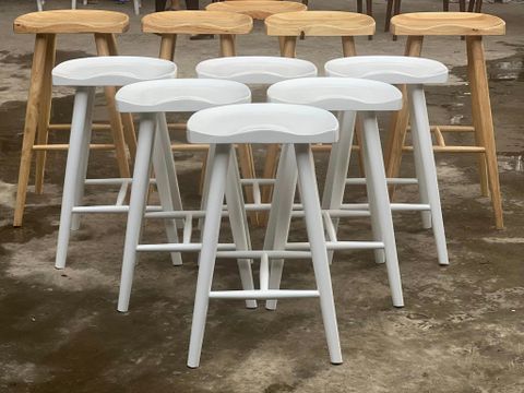  Ghế Bar Gỗ TABURET Mặt Lõm Cao Su 