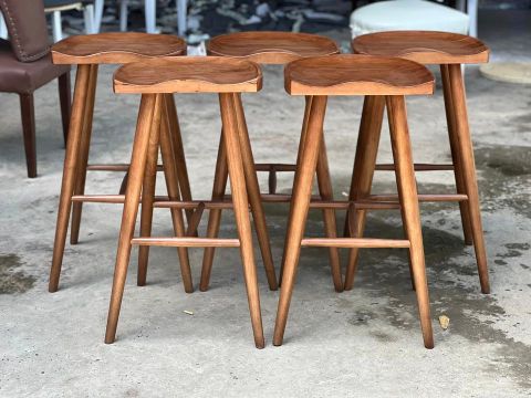  Ghế Bar Gỗ TABURET Mặt Lõm Cao Su 