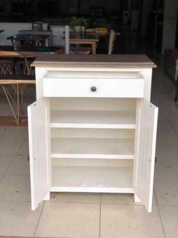  TỦ GIÀY GỖ THÔNG TRẮNG KEM HANDLE 