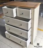  TỦ HỘC GỖ THÔNG TRẮNG GLAZE XÁM KOALA 