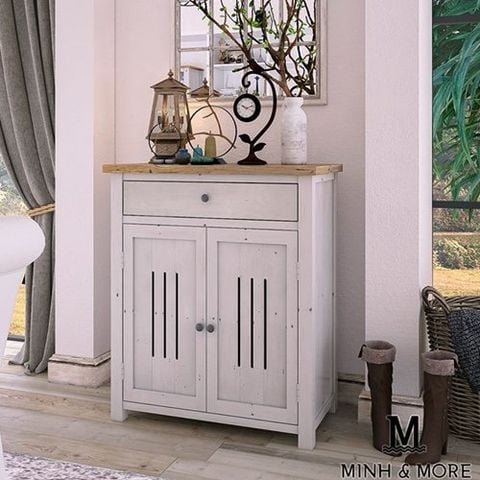  TỦ GIÀY GỖ THÔNG TRẮNG XÁM KOALA 