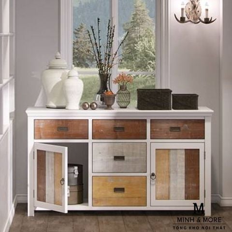  TỦ SIDEBOARD TRANG TRÍ GỖ THÔNG COLORFUL 