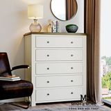  TỦ HỘC GỖ THÔNG MÀU TRẮNG KEM HANDLE 