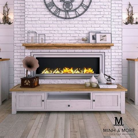  KỆ TỦ TIVI GỖ THÔNG MÀU TRẮNG XÁM KOALA 