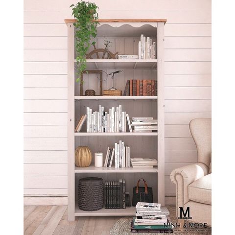  KỆ SÁCH GỖ THÔNG MÀU TRẮNG XÁM KOALA 