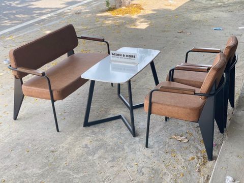  MIDCENT - Bàn Sofa Mặt Đá Chân M 