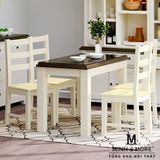  BỘ BÀN ĂN GỖ THÔNG MÀU TRẮNG KEM HANDLE 