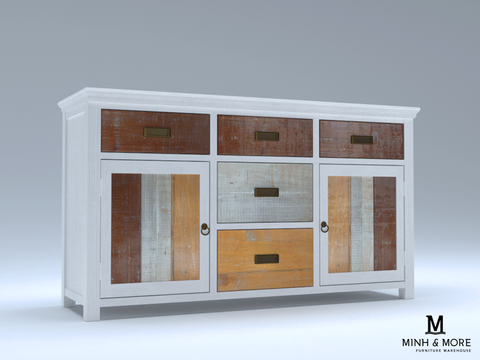  TỦ SIDEBOARD TRANG TRÍ GỖ THÔNG COLORFUL 