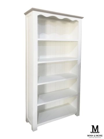  KỆ SÁCH GỖ THÔNG MÀU TRẮNG KEM HANDLE 