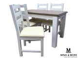  BỘ BÀN ĂN GỖ THÔNG MÀU TRẮNG KEM HANDLE 