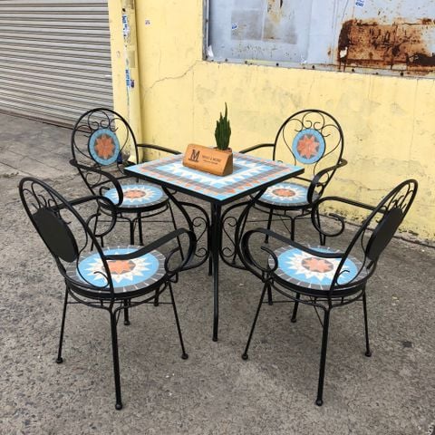  Bộ Bàn Ghế Sắt MOSAIC Ngoài Trời 