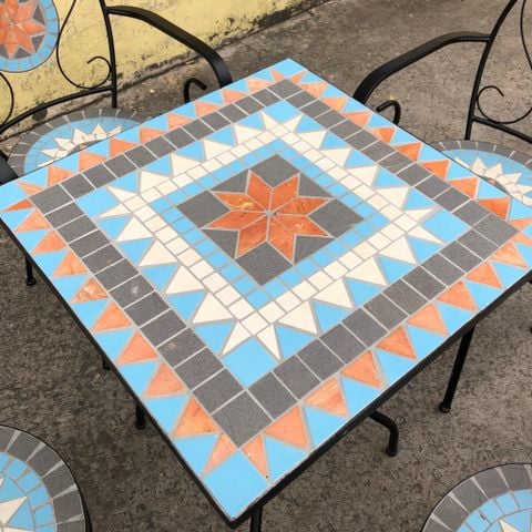  Bộ Bàn Ghế Sắt MOSAIC Ngoài Trời 