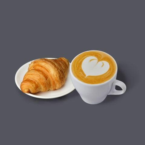  Cappuccino nóng + croissant 