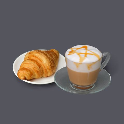  Caramel Latte nóng + croissant 