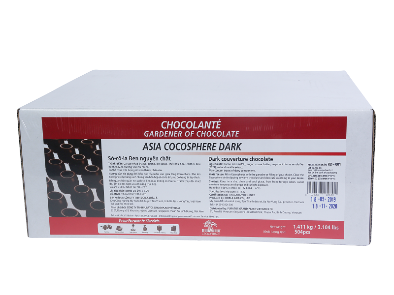 Sô cô la nguyên chất trái banh Cocosphere - Đen 58% - RD-001