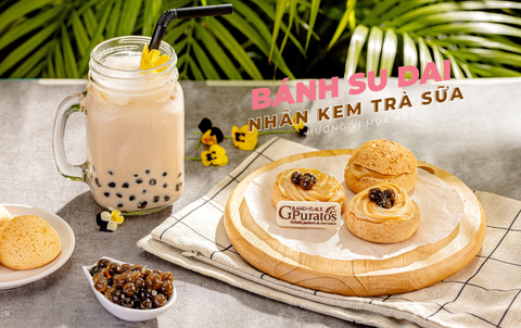 Bánh su dai nhân kem trà sữa
