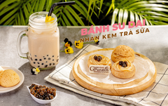 Bánh su dai nhân kem trà sữa