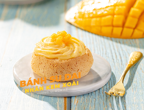 Bánh su dai nhân kem xoài