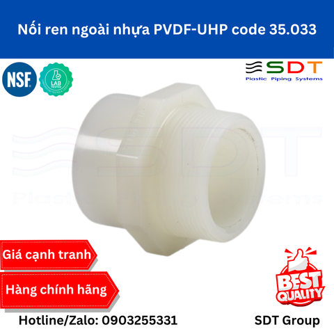 Nối ren ngoài nhựa PVDF-UHP code 35.033