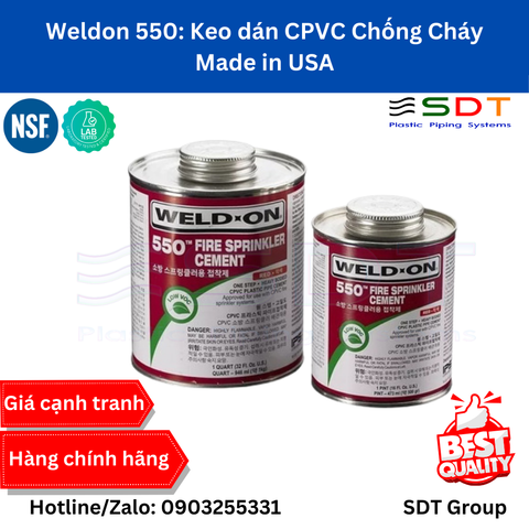 Weldon 550: Keo dán CPVC Chống Cháy - Made in USA