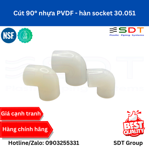 Cút 90° nhựa PVDF - hàn socket 30.051