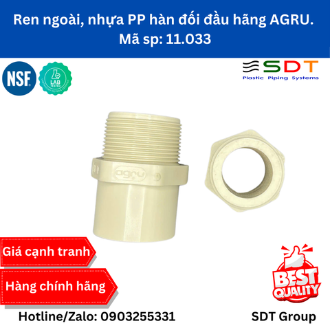 Nối ren ngoài nhựa PP - hàn đối đầu 11.033